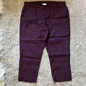 J. Jill Burgundy Linen Stretch Pants size Large Petite